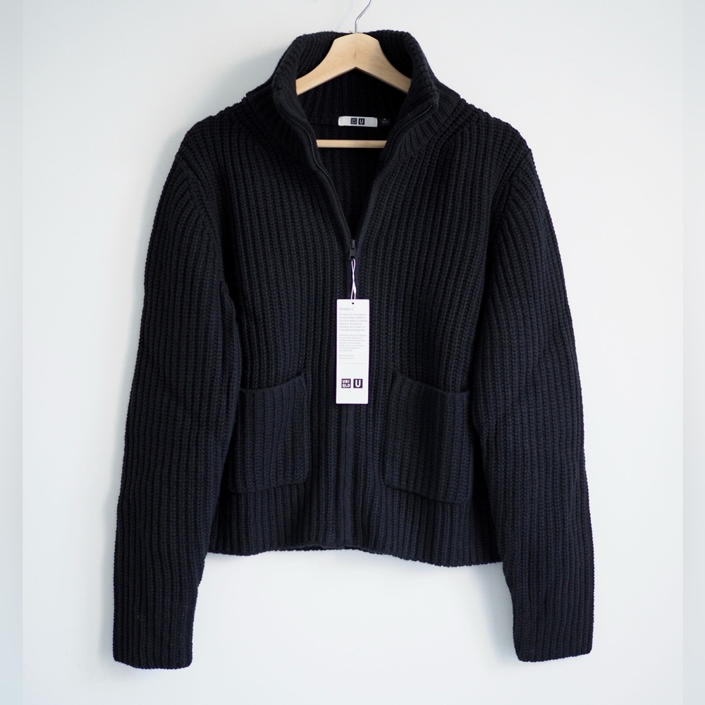 Lemaire zip up knitted lambswool blend Uniqlo jacket